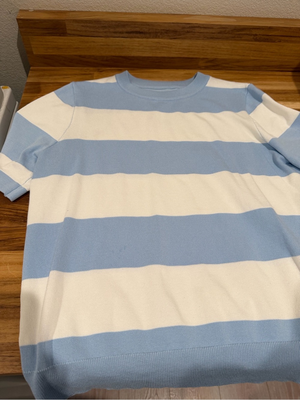 Light Blue and White Striped Knit Top